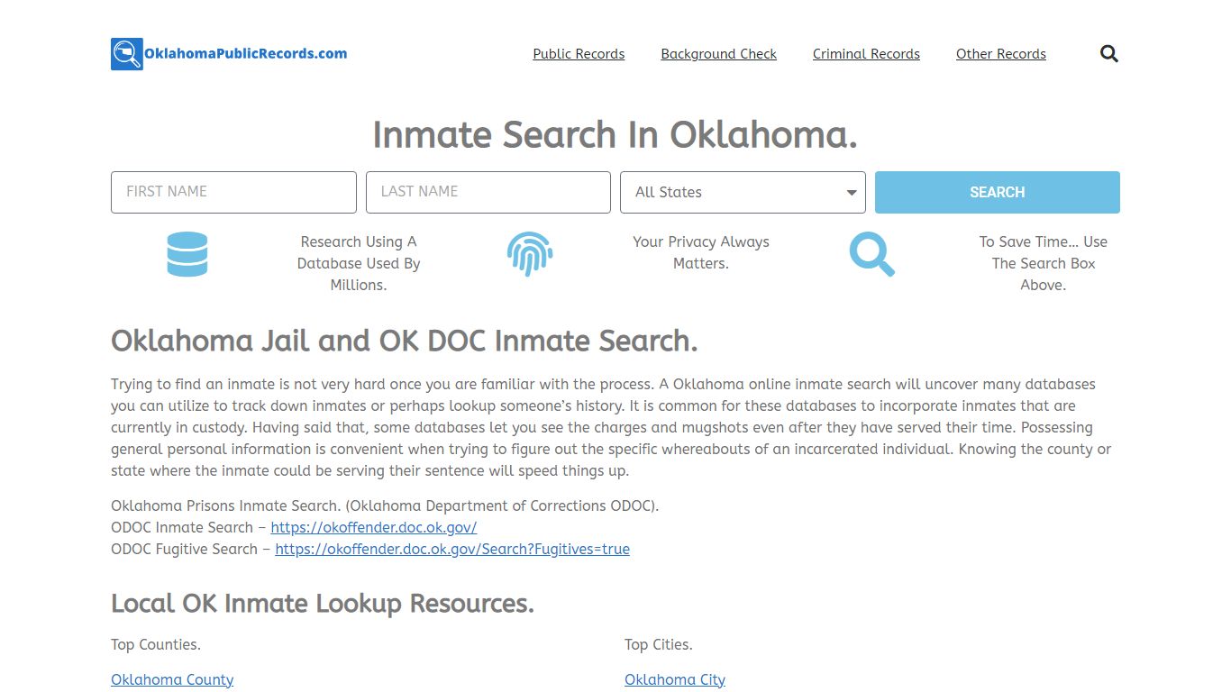 Oklahoma Inmate Search: OklahomaPublicRecords.com